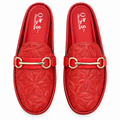 Red Floral Embossed Loafers
